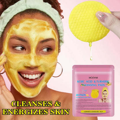 Turmeric Kojic Acid Lemon Deep Cleansing Pads Smoothing Natural Skin Care (Pack of 2) 40Pads/Bag