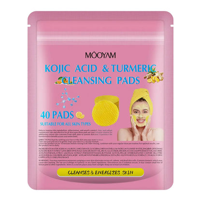 Turmeric Kojic Acid Lemon Deep Cleansing Pads Smoothing Natural Skin Care (Pack of 2) 40Pads/Bag